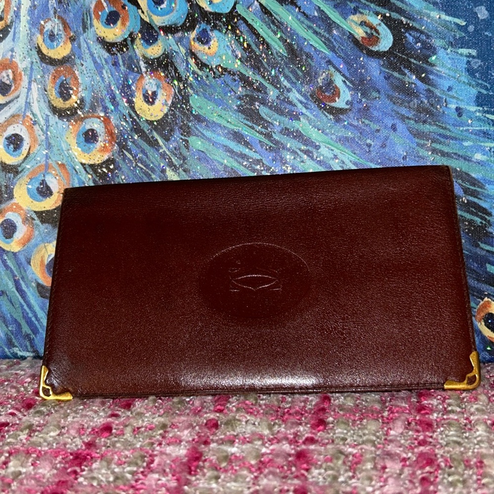 Vintage Cartier Bifold Checkbook Leather Wallet